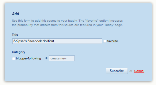 get facebook notifications in feedly
