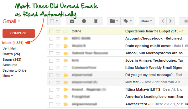 Mark old gmail email as read automatically