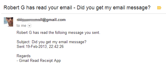 Sample gmail read receipt notification