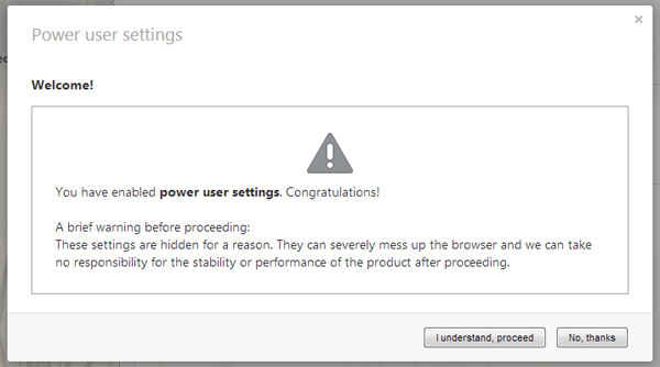 Enable power user settings opera