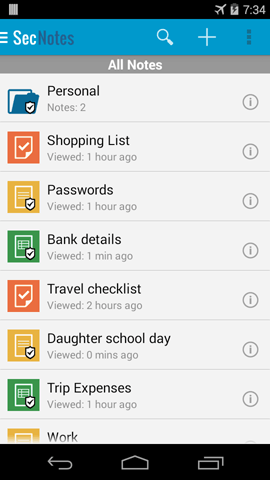 Secure note app android