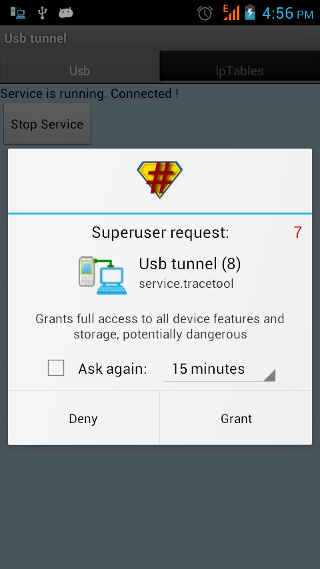 reverse tethering superuser permission