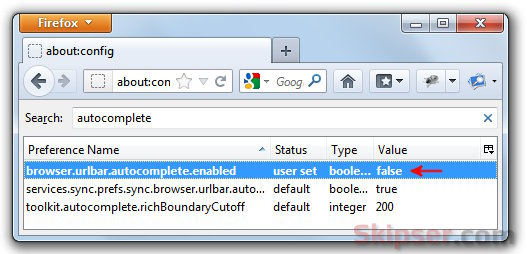 disable firefox url suggestions.