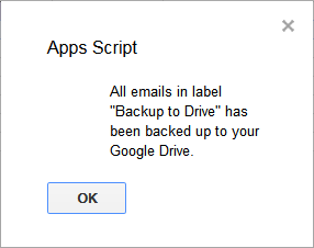 gmail archival to google drive confirmation