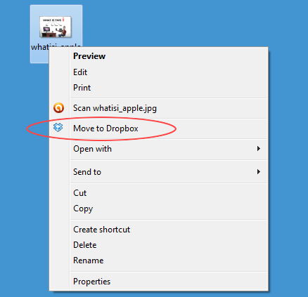 remove move to dropbox menu item