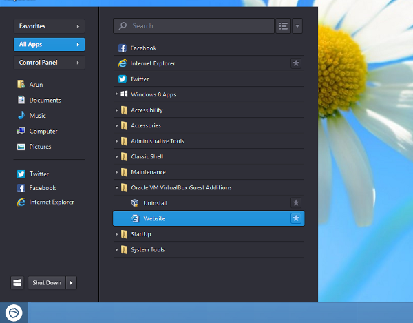 Add start menu to windows 8