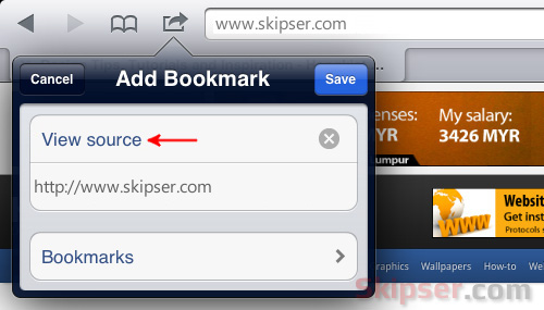 Add bookmark iPad