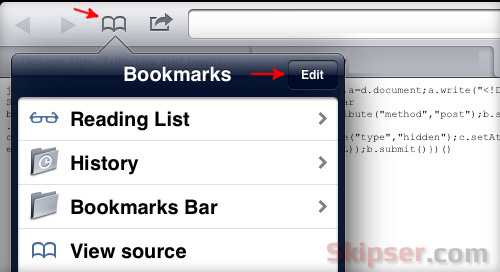 Edit bookmark iPad