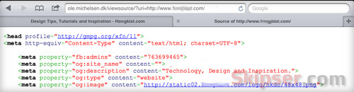 Source code of website in iPad