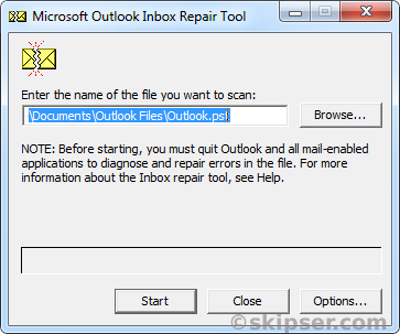 Scanpst outlook pst file repair window 1